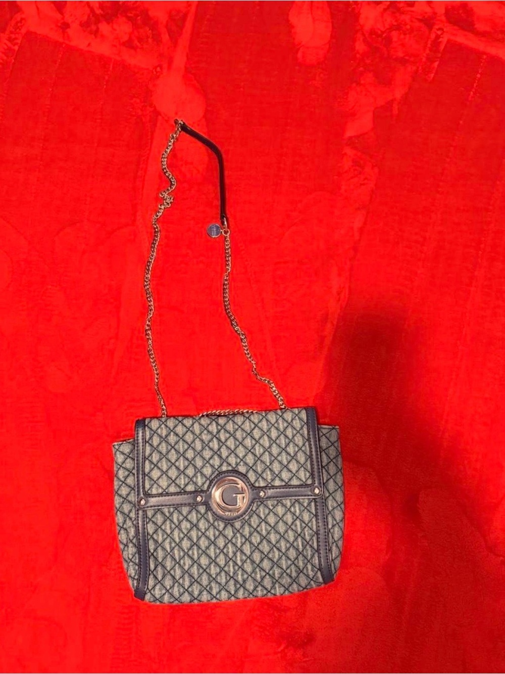Guess Quilted Chain Crossbody Bag in Green